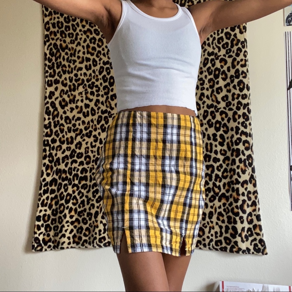 Hollister Yellow Plaid Mini Skirt